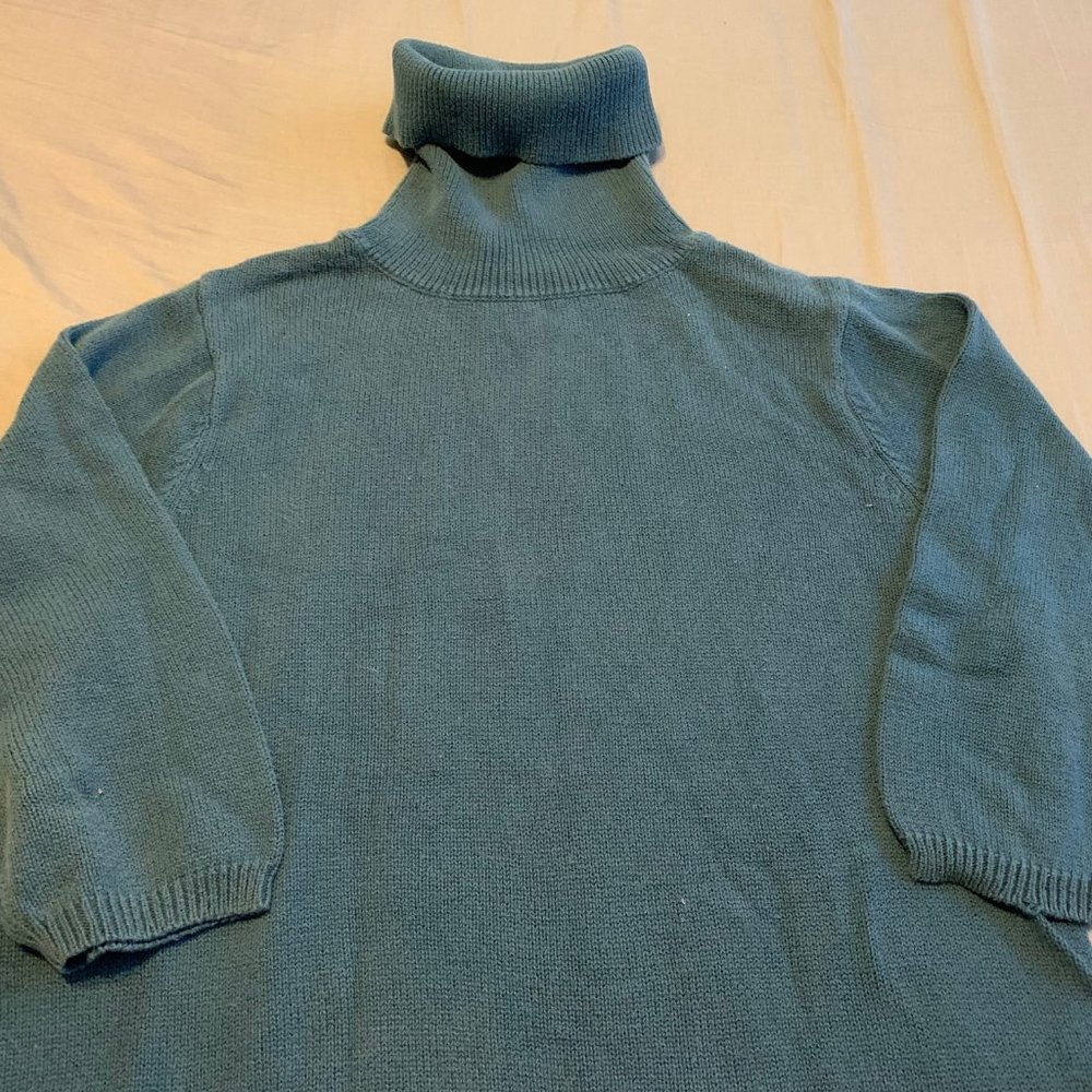 Tweeds plus size women's  cotton blue turtlenck sweater  1X